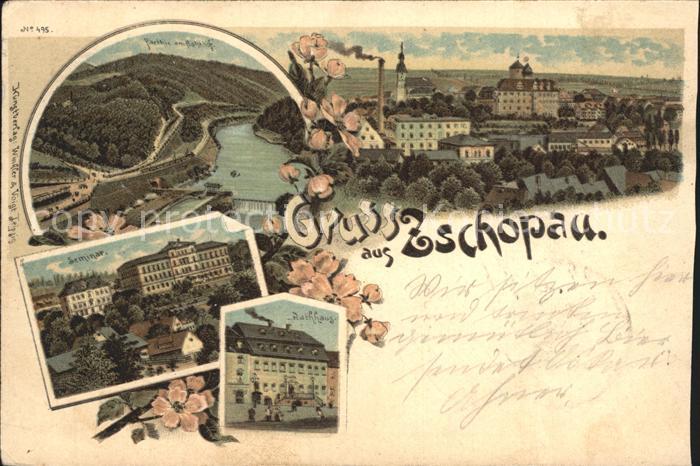 Zschopau Bahnhof Seminar Rathaus Stadtbild mit Kirche und Schloss