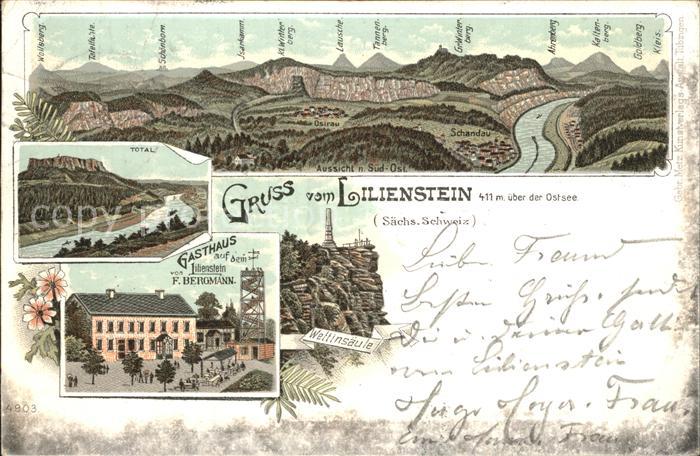 Schandau Bad Panorama Elbsandsteingebirge Lilienstein Gasthaus Wettinsaeule Reic