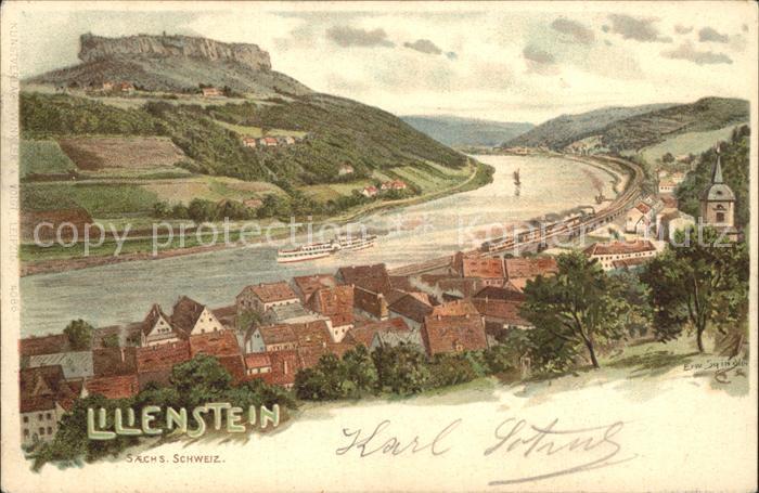 Koenigstein Saechsische Schweiz Panorama Elbetal Lilienstein Elbsandsteingebirge