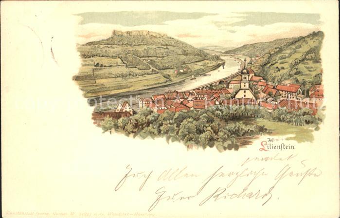 Koenigstein Saechsische Schweiz Panorama Elbetal mit Lilienstein Elbsandsteingeb