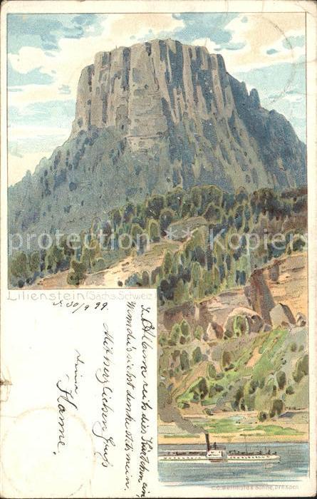 Koenigstein Saechsische Schweiz Elbe Dampfer Lilienstein Elbsandsteingebirge Kue