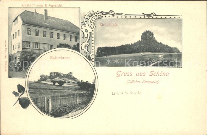 Schoena Elbe Gasthof zum Erbgericht Zirkelstein Kaiserkrone Reichspost