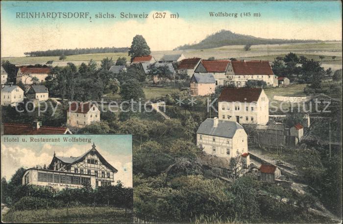 Reinhardtsdorf-Schoena Ortsansicht mit Blick zum Wolfsberg Hotel Restaurant