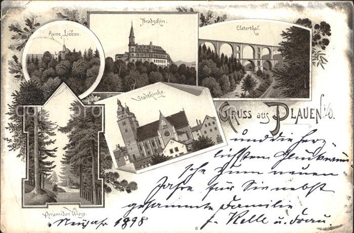 Plauen Vogtland Ruine Liebau Hradschin Elstertalbruecke Stadtkirche Pyramidenwie