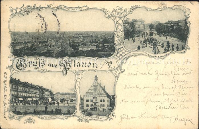 Plauen Vogtland Panorama Bahnhofstrasse Neustadtplatz Rathaus Reichspost