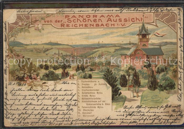 Reichenbach Vogtland Panorama Blick von der Schoenen Aussicht