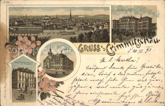 Crimmitschau Gesamtansicht Schule Rathaus Kaiser Wilhelm Denkmal Kaufhalle