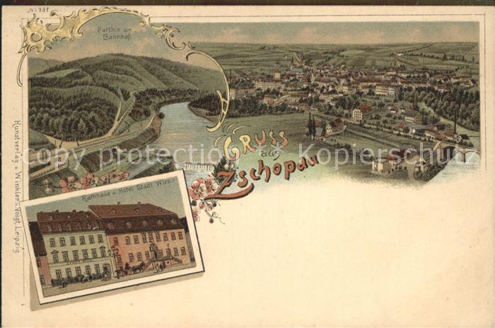 Zschopau Panorama Bahnhof Rathaus Hotel Stadt Wien
