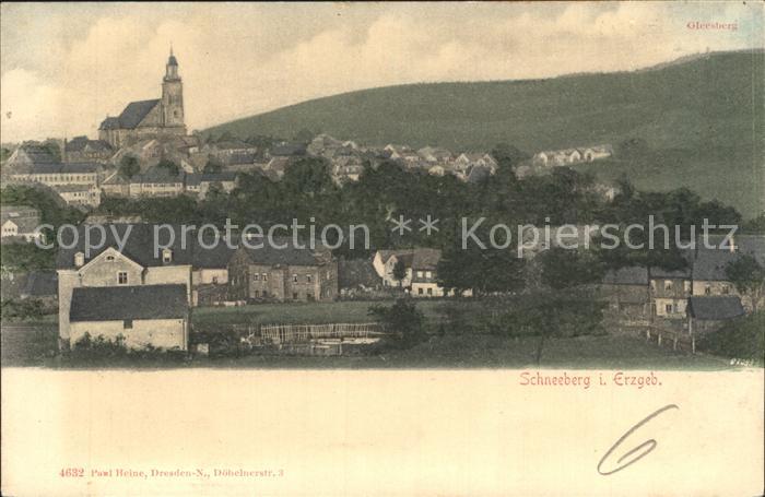 Schneeberg Erzgebirge Ortsansicht mit Kirche