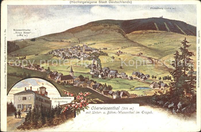 Oberwiesenthal Erzgebirge mit Unterwiesenthal Boehmisch Wiesenthal Fichtelberg U