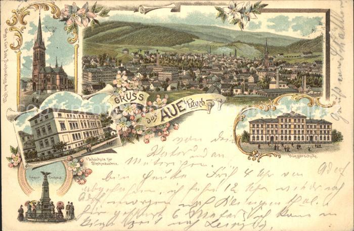 Aue Erzgebirge Kirche Schule Kriegerdenkmal