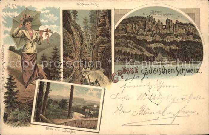 Rathen Saechsische Schweiz Bastei Felsen Elbsandsteingebirge Schwedenloecher Lil