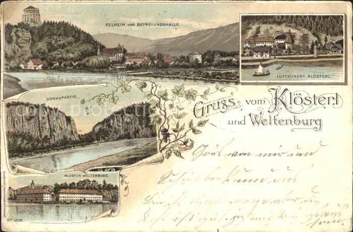 Kelheim Befreiungshalle Donau Luftkurort Kloesterl Kloster Weltenburg Litho