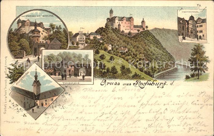 Rochsburg Schloss Pulverturm Treppenhaus Torhaus Litho