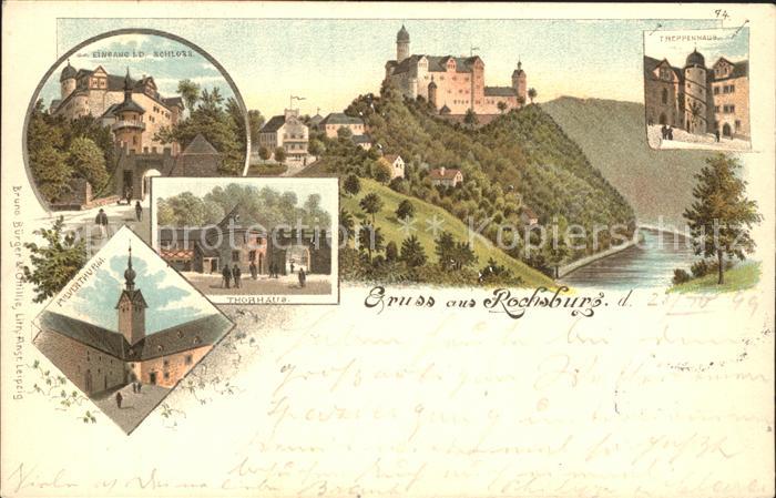 Rochsburg Schloss Pulverturm Treppenhaus Torhaus Litho