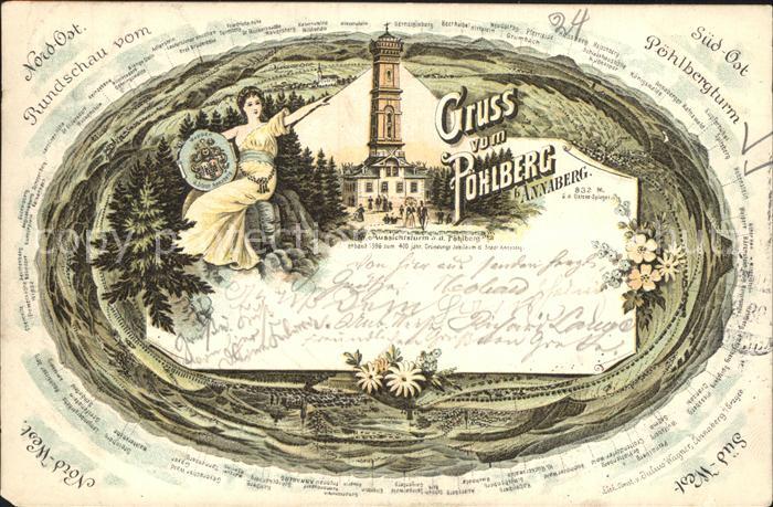 Annaberg-Buchholz Erzgebirge Aussichtsturm auf dem Pohlberg Rundschau Bahnpost