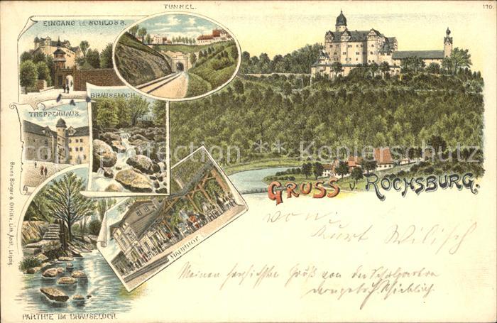 Rochsburg Schloss Tunnel Treppenhaus Bahnhof Brauseloch Litho