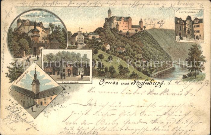 Rochsburg Schloss Pulverturm Treppenhaus Torhaus Litho