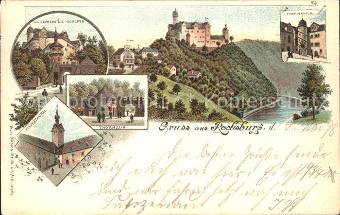 Rochsburg Schloss Pulverturm Treppenhaus Torhaus Litho