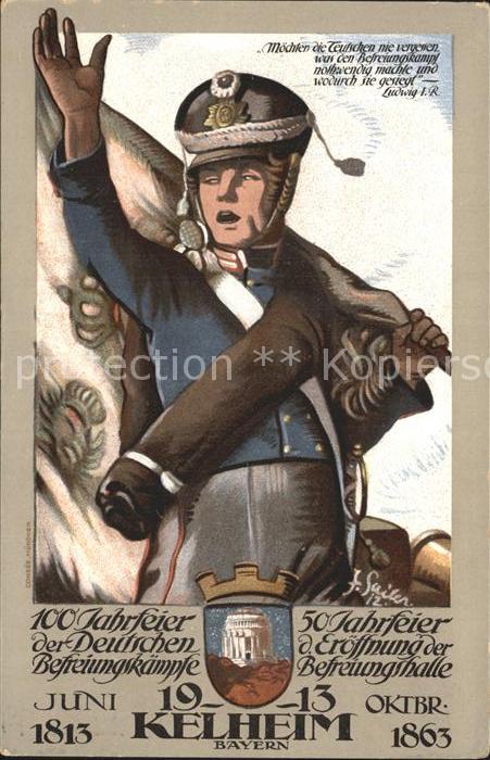 Kelheim 100 Jahrfeier der Deutschen Befreiungskaempfe Befreiungshalle Soldat Jub