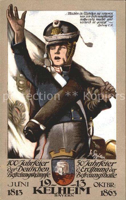 Kelheim 100 Jahrfeier der Deutschen Befreiungskaempfe Befreiungshalle Soldat Jub
