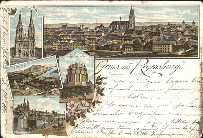 REGENSBURG Bayern Totalansicht mit Dom Befreiungshalle Walhalla Ruhmeshalle Stei