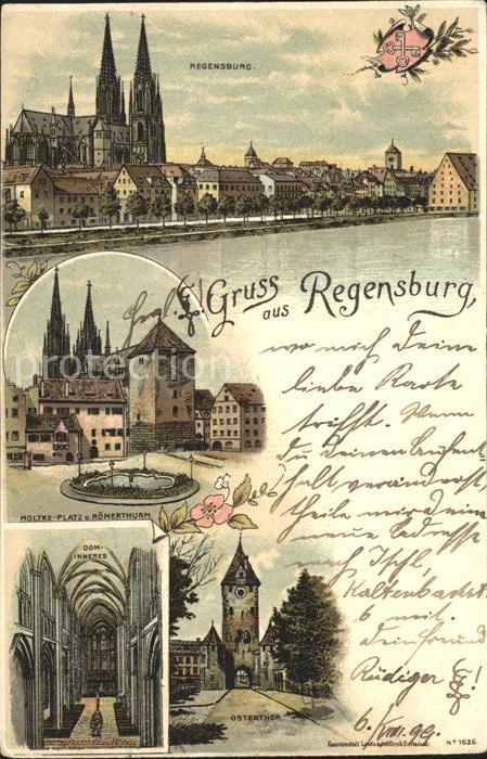 REGENSBURG Bayern Dom Moltke Platz Roemerturm Ostertor Litho