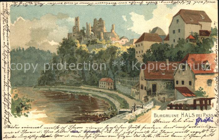 Hals Passau Burgruine Kuenstlerkarte