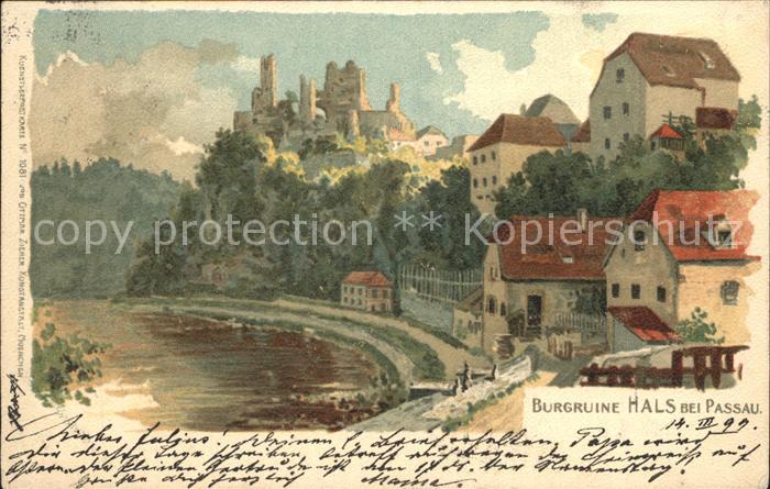 Hals Passau Burgruine Kuenstlerkarte