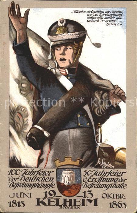 Kelheim 100 Jahrfeier der Deutschen Befreiungskaempfe Befreiungshalle Soldat Jub