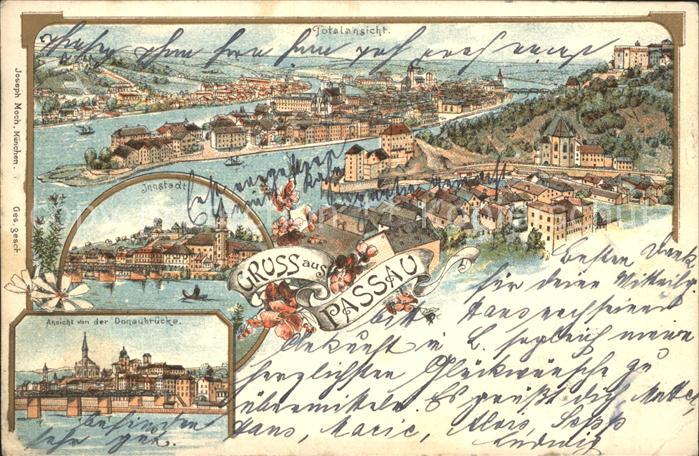 PAssAU Bayern Totalansicht Dreifluessestadt Donau Inn Ilz Bruecke Ilz