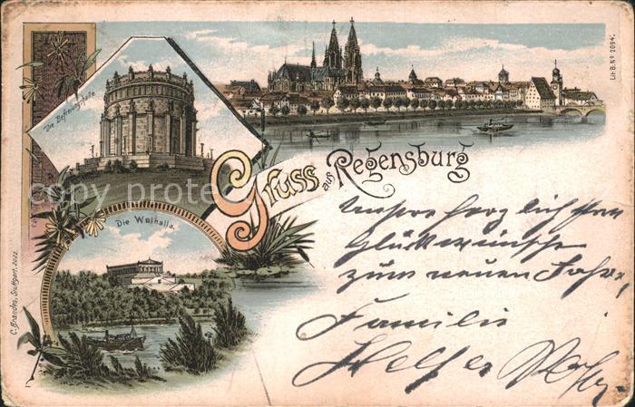 REGENSBURG Bayern Blick zum Dom Befreiungshalle Walhalla