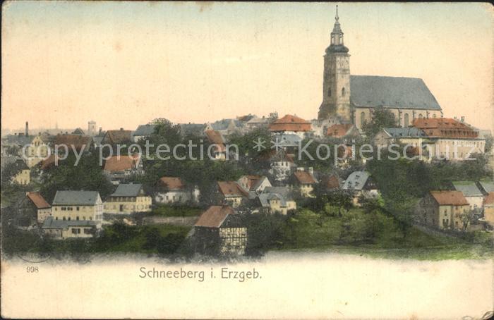 Schneeberg Erzgebirge Ortsansicht mit Kirche