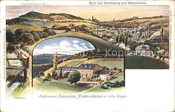 Niederschlema Panorama Blick auf Schneeberg und Oberschlema Flossgraben Etabliss