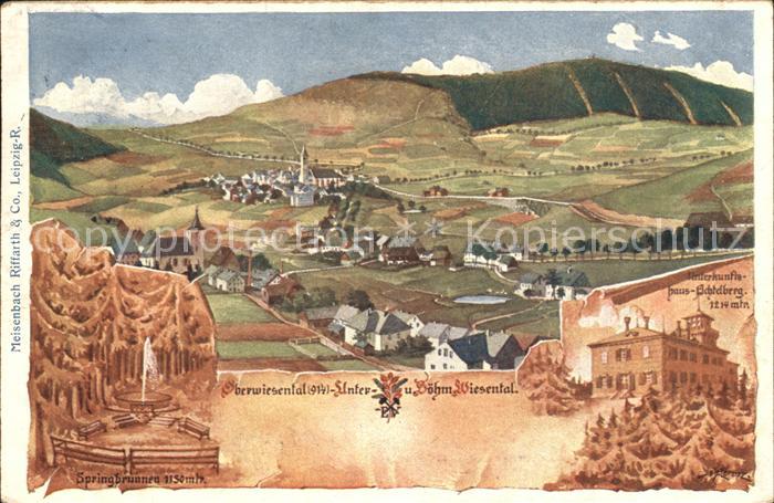 Oberwiesenthal Erzgebirge Panorama mit Unterwiesenthal und Boehm Wiesenthal Spri
