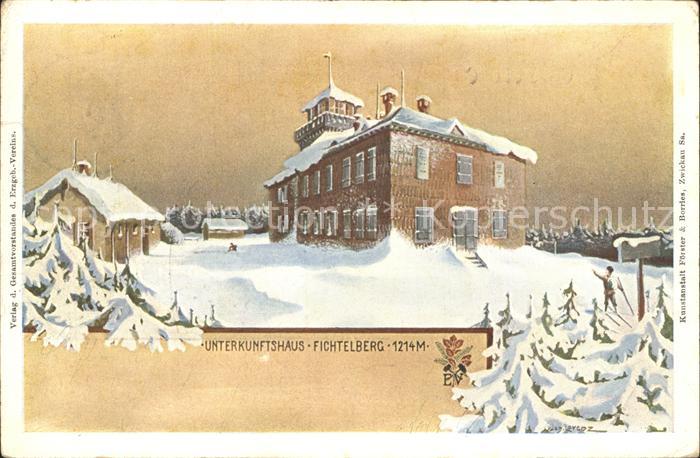 Oberwiesenthal Erzgebirge Unterkunftshaus Fichtelberg Kuenstlerkarte