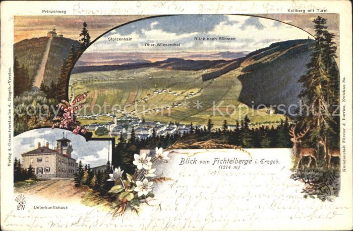 Oberwiesenthal Erzgebirge Panorama Blick vom Fichtelberg Boehm Mittelgebirge Kue