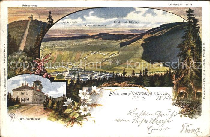 Oberwiesenthal Erzgebirge Panorama Blick vom Fichtelberg Boehm Mittelgebirge Kei