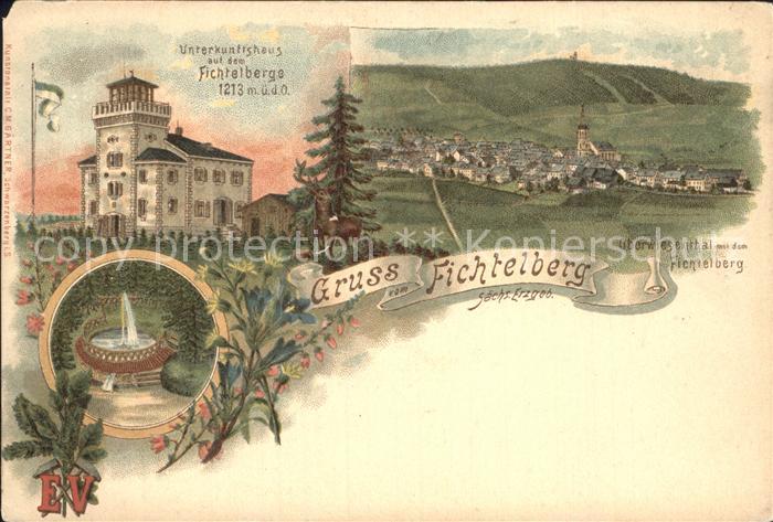 Oberwiesenthal Erzgebirge Gesamtansicht mit Fichtelberg Unterkunftshaus Springbr