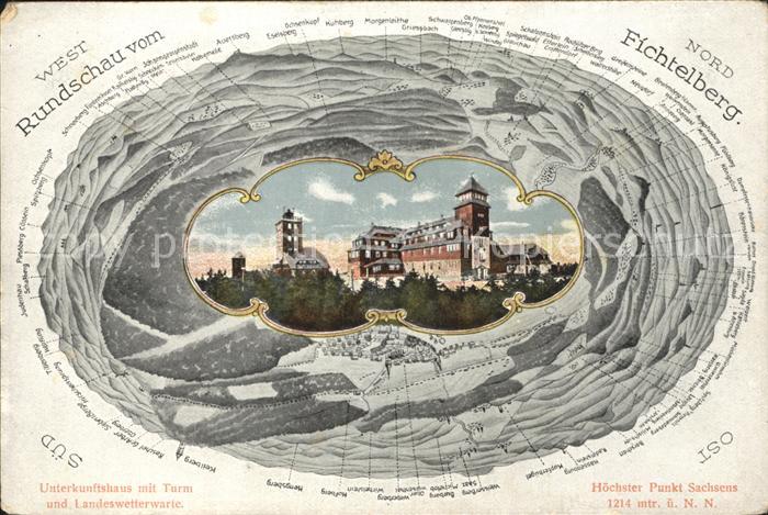 Oberwiesenthal Erzgebirge Rundschau vom Fichtelberg Unterkunftshaus Aussichtstur