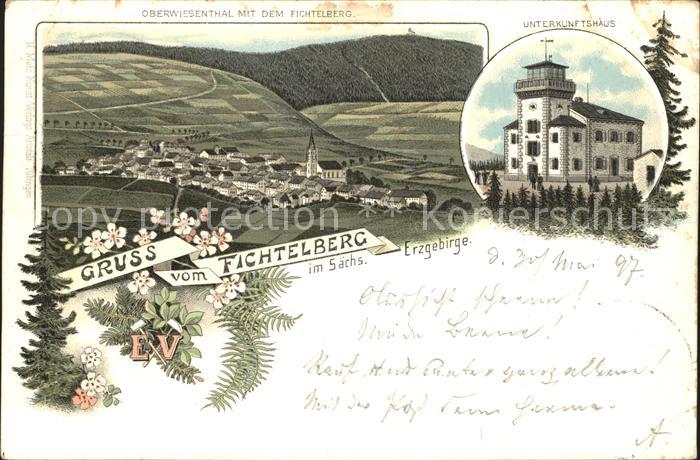 Oberwiesenthal Erzgebirge Panorama mit Fichtelberg Unterkunftshaus Aussichtsturm