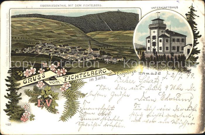 Oberwiesenthal Erzgebirge Panorama mit Fichtelberg Unterkunftshaus Aussichtsturm