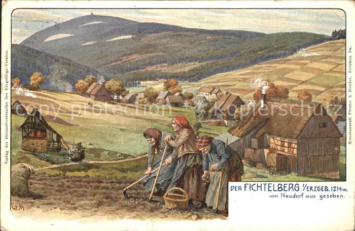 Neudorf Erzgebirge Bauersfrauen Feldarbeit Landwirtschaft Fichtelberg Kuenstlerk