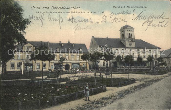 Oberwiesenthal Erzgebirge Markt mit Alpinepflanzenbeet
