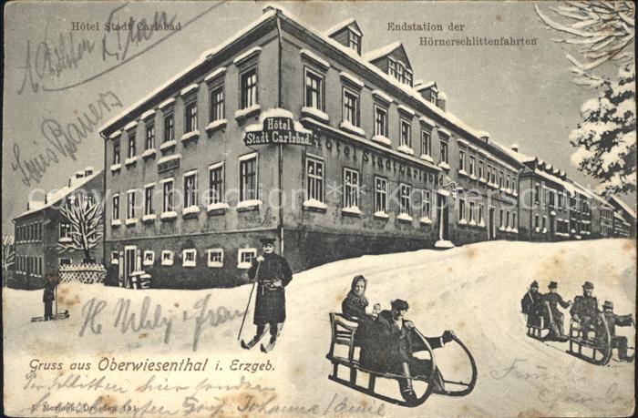 Oberwiesenthal Erzgebirge Hotel Stadt Carlsbad Endstation der Hoernerschlittenfa