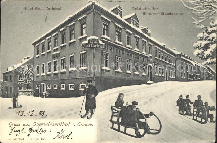 Oberwiesenthal Erzgebirge Hotel Stadt Carlsbad Endstation der Hoernerschlittenfa