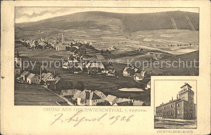 Oberwiesenthal Erzgebirge Panorama mit Fichtelberg Fichtelberghaus