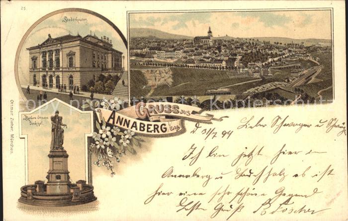 Annaberg-Buchholz Erzgebirge Panorama Stadttheater Barbara Uthmann Denkmal