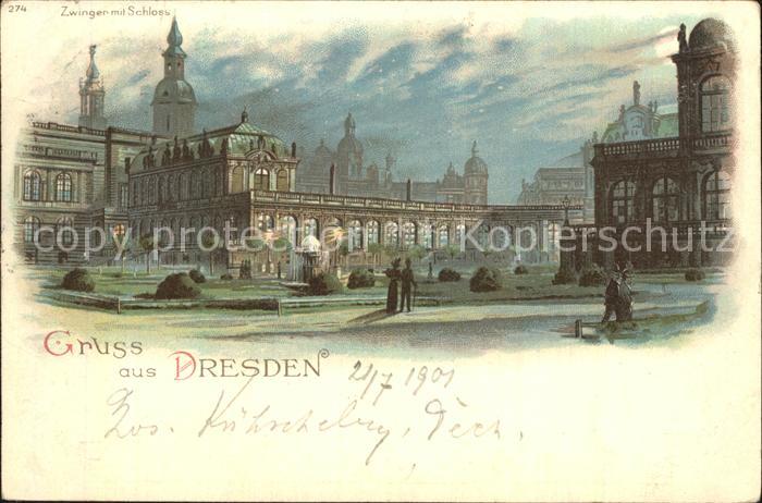 DRESDEN Elbe Zwinger mit Schloss
