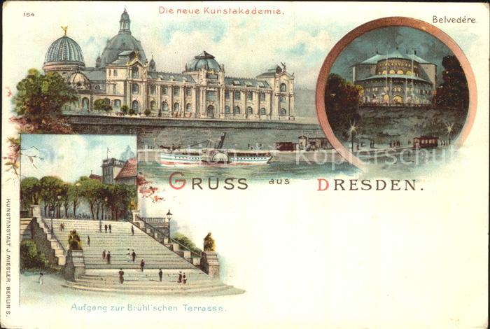 DRESDEN Elbe Belvedère Neue Kunstakademie Bruehlsche Terrasse